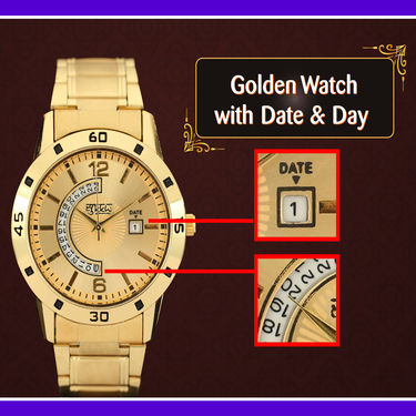 Golden Watch With Golden Chain Combo�