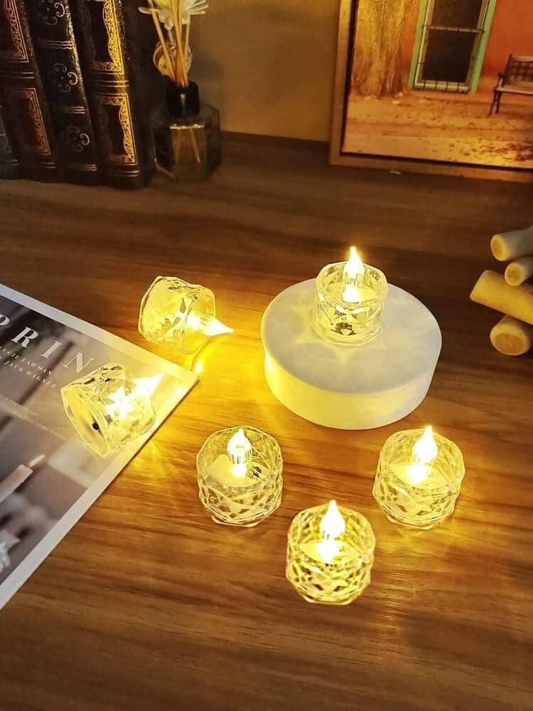 Flameless and Smokeless Decorative Crystal Candles (4 Pieces)