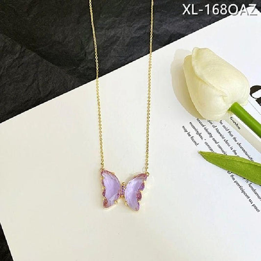 AVR JEWELS Gold-plated Stylish Butterfly Necklace For Women and Girls